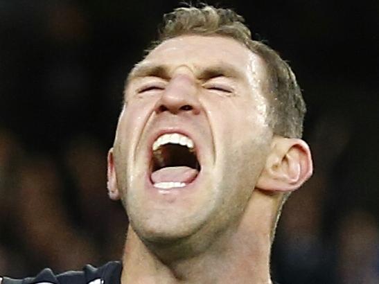 AFL Round 10. Melbourne vs Collingwood at the MCG. Travis Cloke after kickng a 3rd qtr goal . Pic: Michael Klein