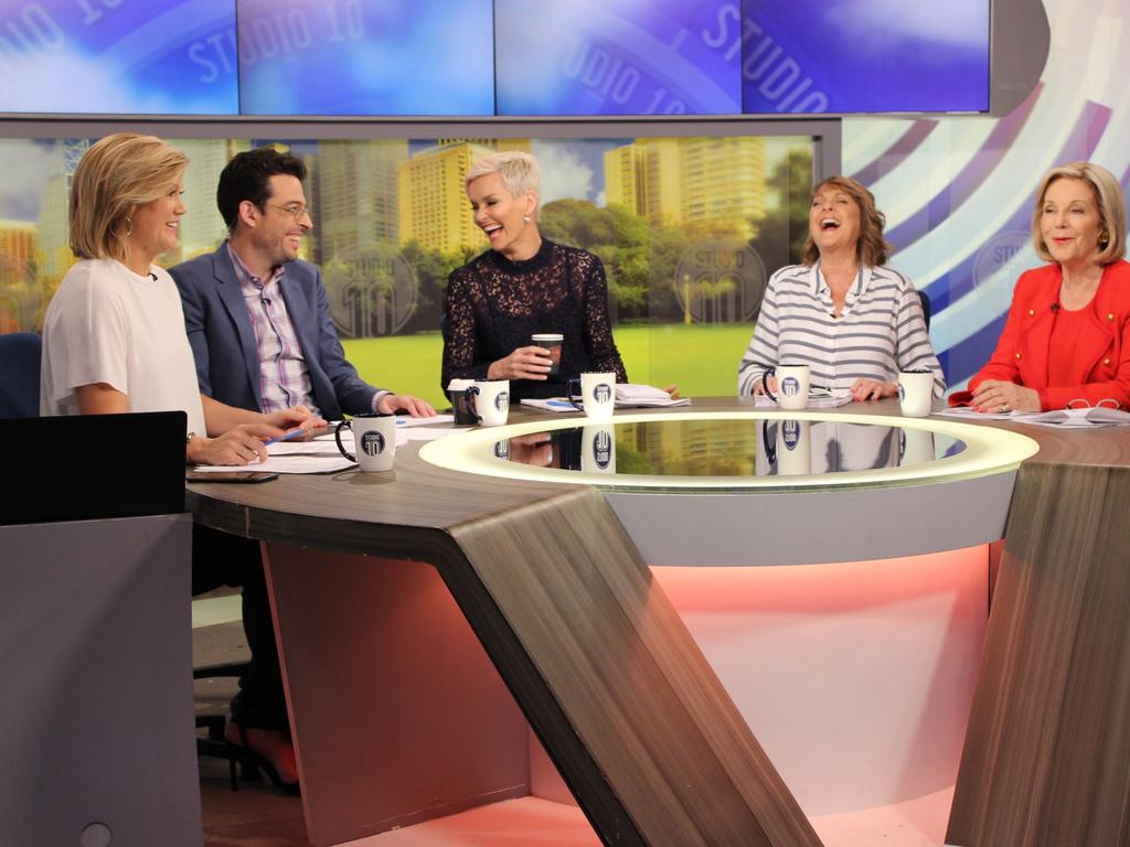 Sarah Harris, Joe Hildebrand, Jessica Rowe, Denise Drysdale and Ita Buttrose on Studio 10.