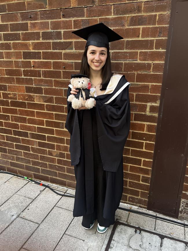 Sienna De Giorgio (Bachelor of Biomedical Science/Bachelor of Science majoring in Biotechnology) at the RMIT University graduation day on Wednesday, December 18, 2024. Picture: Jack Colantuono