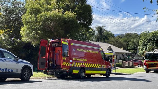 A police and NSW Fire and Rescue operation under way in Bellingen on Thursday, March 20, 2025.