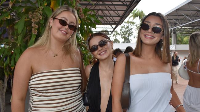 Lyla Tobin, Chloee Booth and Lily-Mae Manthey-White at the 91.1 Hot FM Ladies Oaks Day 2025.