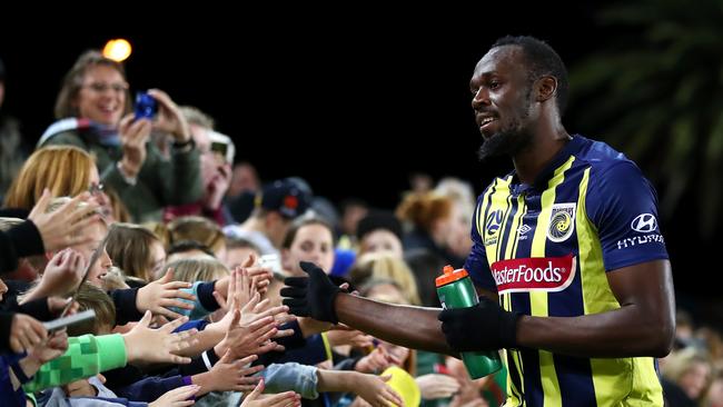 Central Coast have made the most of Usain Bolt’s stint with the club. (Photo by Cameron Spencer/Getty Images)