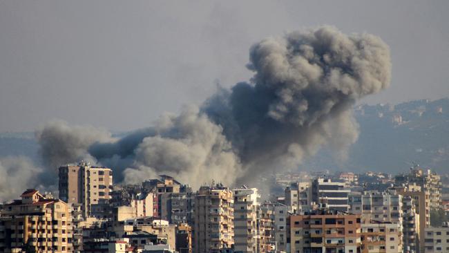 Smoke rises from the site of an Israeli airstrike on the outskirts of Tyre in southern Lebanon, on Thursday. Picture: AFP