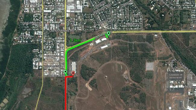 Dan Murphy's are relocating their proposed Darwin store Darwin further down Osgood Drive to the green spot marked on the map above. Picture: Supplied