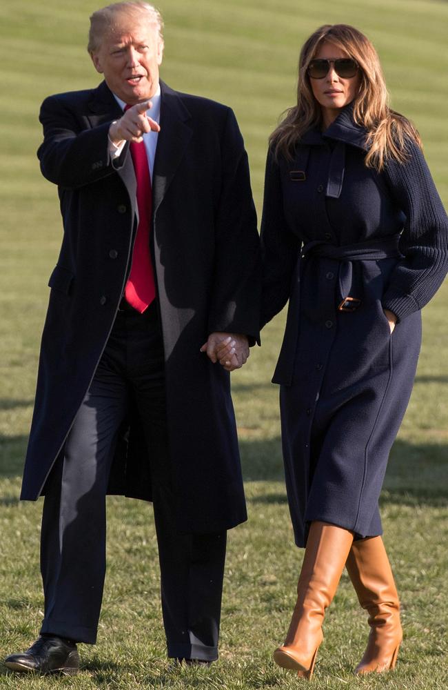 US President Donald Trump walks with First Lady Melania Trump. Picture: AFP