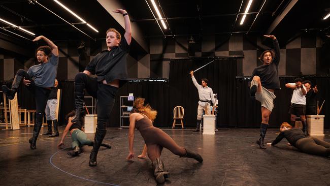 The Australian company of the Michael Cassel Group’s upcoming production of Hamilton rehearse ahead of the return season at the Sydney Lyric Theatre. Picture: Kate Williams