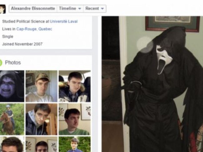 Mr Bissonnette’s Facebook page before it was deleted. He posted a picture of himself dressed as the villain from the Scream horror movie franchise on Halloween.