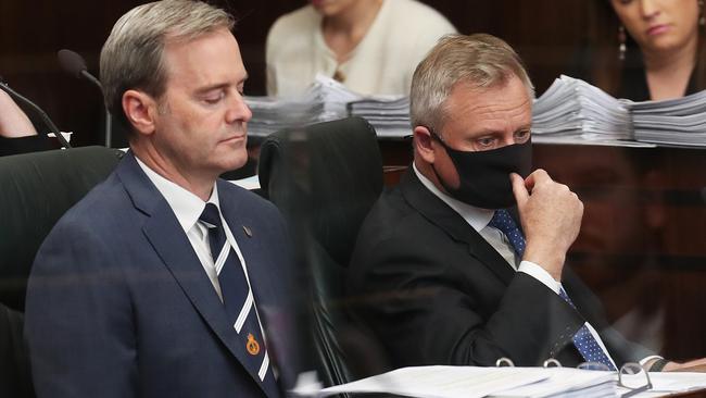 Deputy Premier Michael Ferguson with Premier Jeremy Rockliff. Question time state parliament. Picture: Nikki Davis-Jones