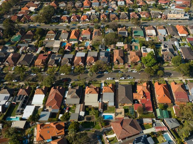 SYDNEY, AUSTRALIA - NewsWire Photos SEPTEMBER 14 2023. Generic housing & real estate house generics. Pic shows aerial view of suburban rooftops in Summer Hill, taken by drone. Picture: NCA NewsWire / Max Mason-Hubers