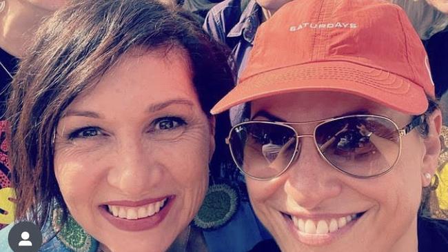 Queensland Minister for Aboriginal and Torres Strait Islander Partnerships Leeanne Enoch (left) with former Deputy Premier Jackie Trad campaigning for a Yes vote. Picture: Instagram.