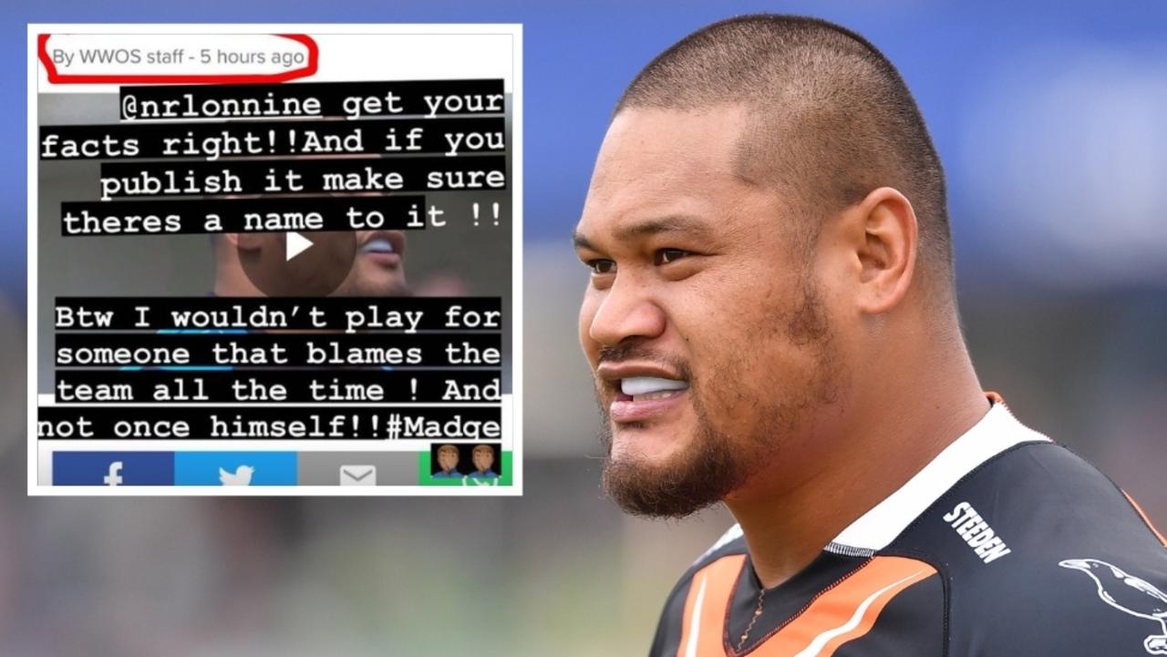 Joey Leilua takes a swipe at Tigers coach Michael Maguire.
