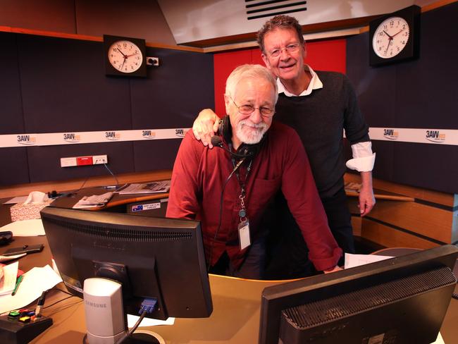 Neil Mitchell and Red Symons at 3AW. Picture: David Caird