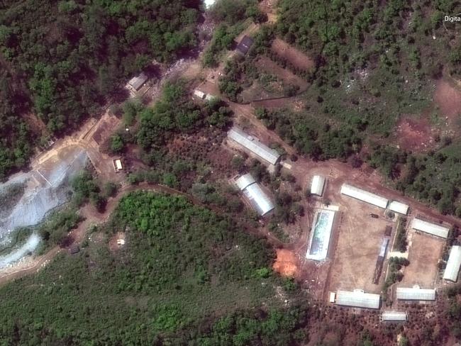 Satellite image provided by DigitalGlobe shows the Punggye-ri test site in North Korea. Picture: DigitalGlobe via AP