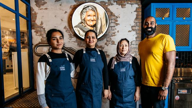 Roya (restaurant manager), Swita (head chef), Yakut (chief of bread), Shaun Christie-David (co-founder of Plate it Forward). Picture: Supplied