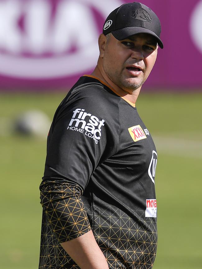 Anthony Seibold at Broncos training. Picture: Albert Perez/Getty