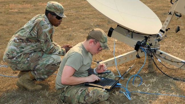 Military personnel using satellite communication. Picture: Defence