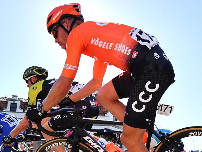 ADELAIDE, VICTORIA - JANUARY 13: Patrick Bevin of New Zealand and CCC Team competes during the 2019 Tour Down Under Classic on January 13, 2019 in Adelaide, Australia.  (Photo by Daniel Kalisz/Getty Images)