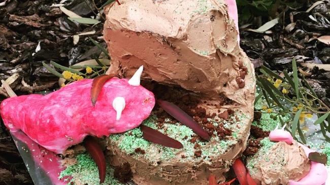 The giant pink slug for the Threatened Species Bake Off. Picture: The Outback Grandma