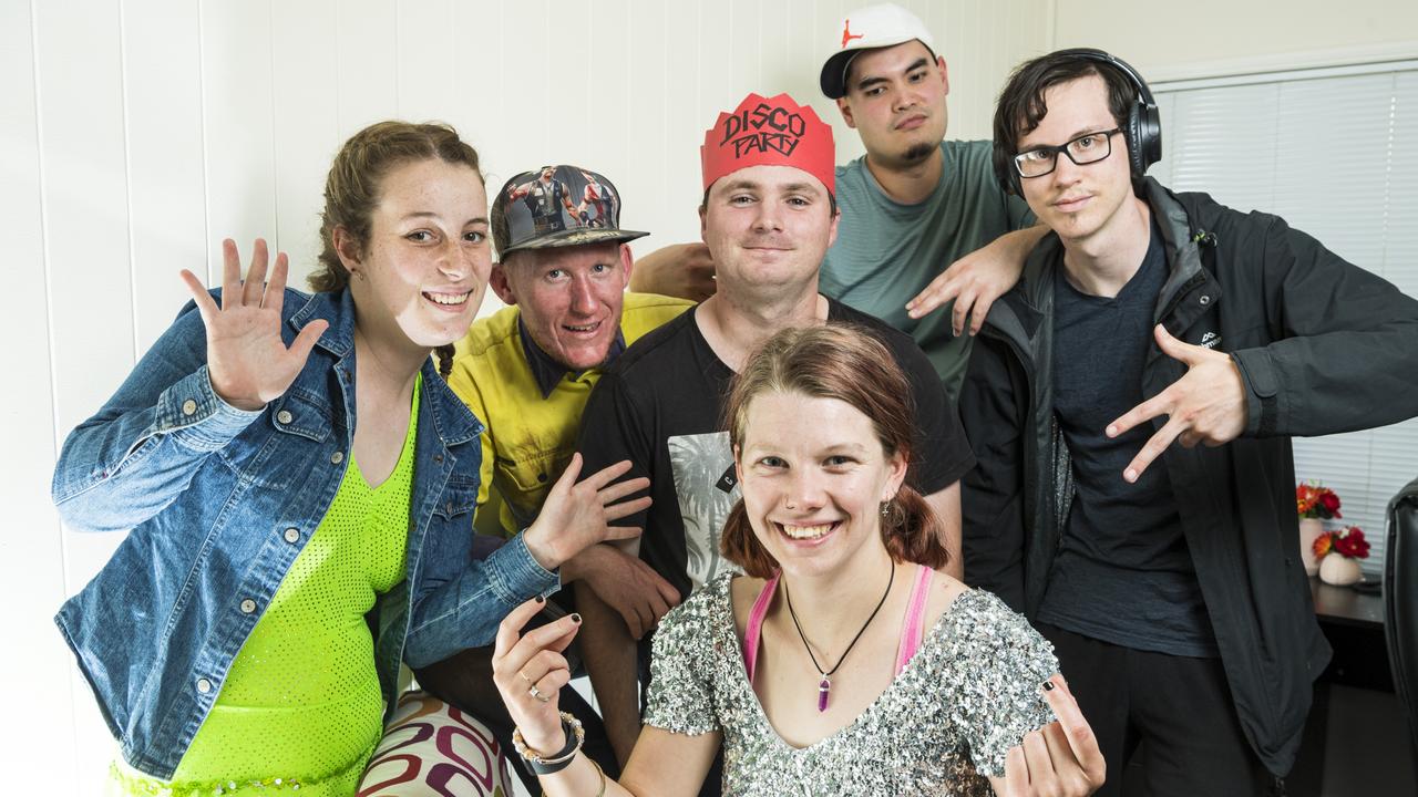 Excited for the Wagtail social disco are (from left) Caitlin Mortlock, Scott Tiran, Matthew Morley, Ella McGuire, Taiyo Kazama and Jared Jones, Thursday, October 21, 2021. Picture: Kevin Farmer