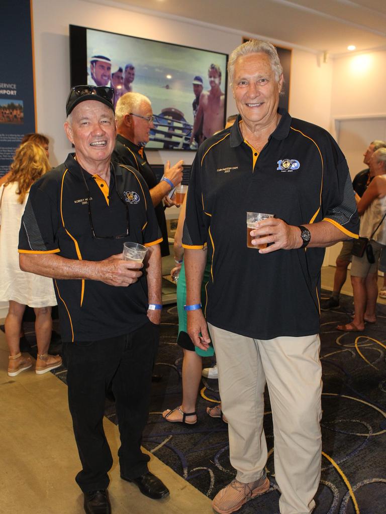 Southport SLSC 100th birthday celebrations. Robert Mills and Collin Neil ESM OAM. 19 October 2024 Main Beach Picture by Richard Gosling