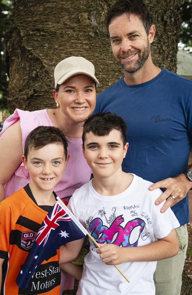 Jessica and Sam Ritchie with their sons Billy (left) and Max at Toowoomba Australia Day celebrations at Picnic Point, Sunday, January 26, 2025. Picture: Kevin Farmer