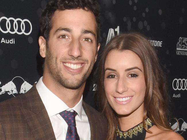 Australian formula 1 driver Daniel Ricciardo and his partner Jemma Boskovich arrive for the Kitz Race Club Party 2015 in Kitzbuehel, Austria, 24 January 2015. Photo: Felix Hoerhager/dpa | usage worldwide (Photo by Felix Hörhager/picture alliance via Getty Images)