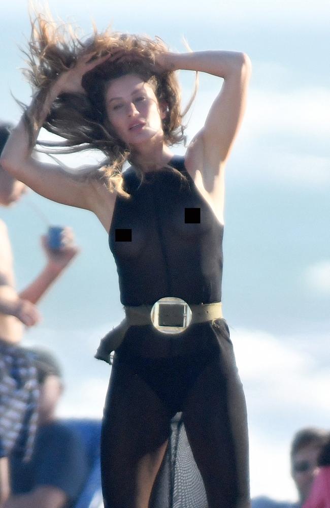 Brazilian supermodel Gisele Bündchen has been snapped at a sexy beach side photo shoot. Picture: Backgrid