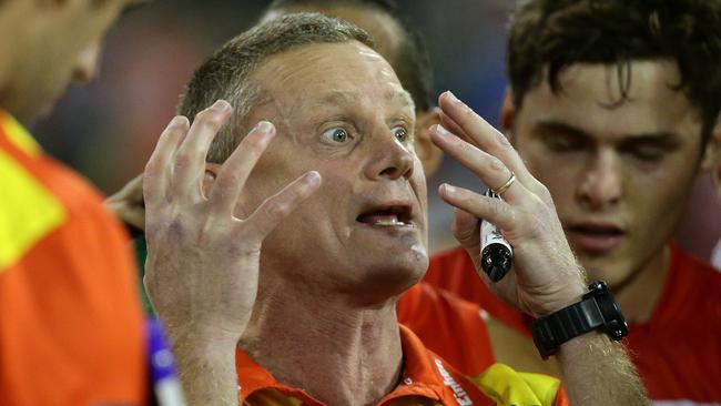 Coach Guy McKenna during the Round 12 AFL game between the Gold Coast Suns and Sydney Swans at Metricon Stadium, Gold Coast. Pics Adam Head