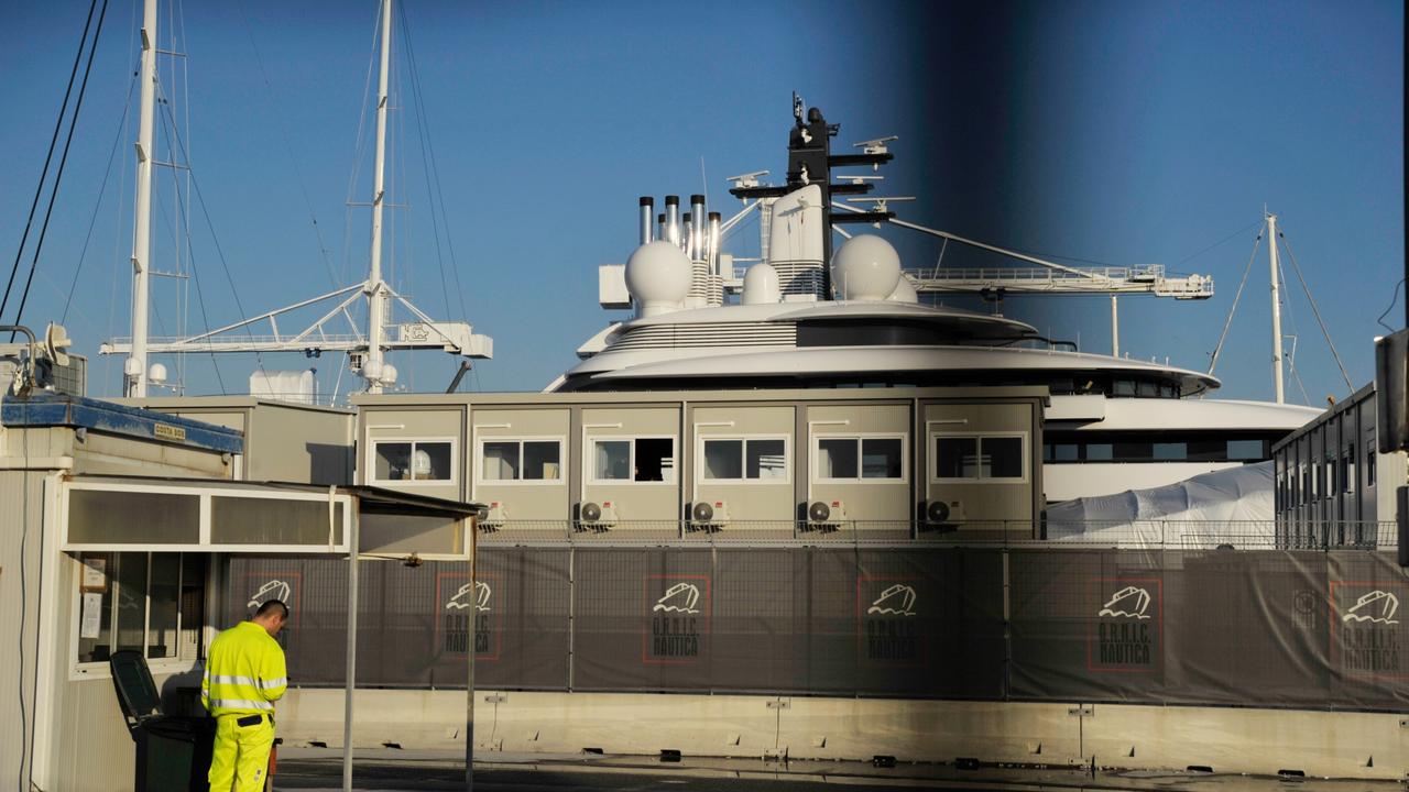 The yacht is about 140m long and worth $US$700m+. Picture: Getty