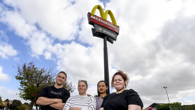 Former McDonald’s workers at the Murray Bridge outlet. Picture: Roy VanDerVegt