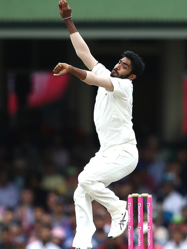 Bumrah in his delivery stride.