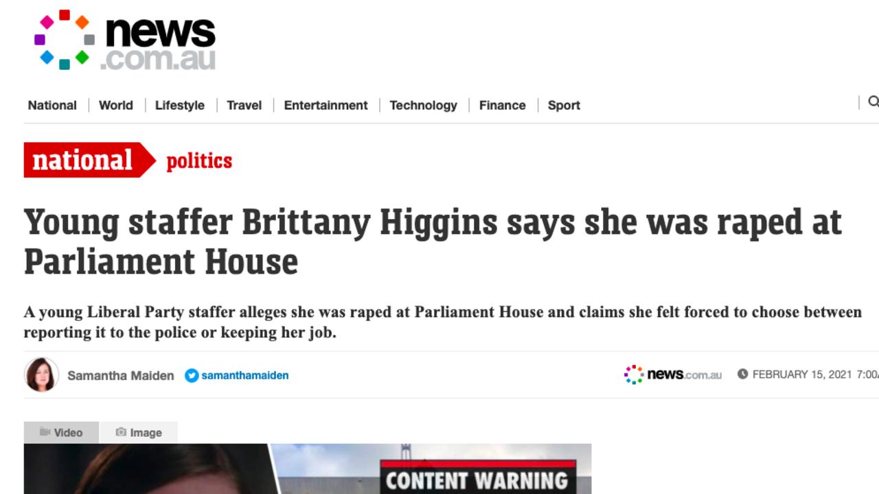 National Political Editor Samantha Maiden broke Brittany Higgins' story and many more which followed.
