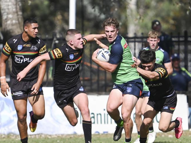 CANBERRA, AUSTRALIA, NewsWire Photos. MARCH 9, 2024: UNE SG Ball Cup - NSWRL Junior Reps Round Six Canberra Raiders vs Penrith Panthers at Raiders Belconnen in Canberra. Picture: NCA NewsWire / Martin Ollman