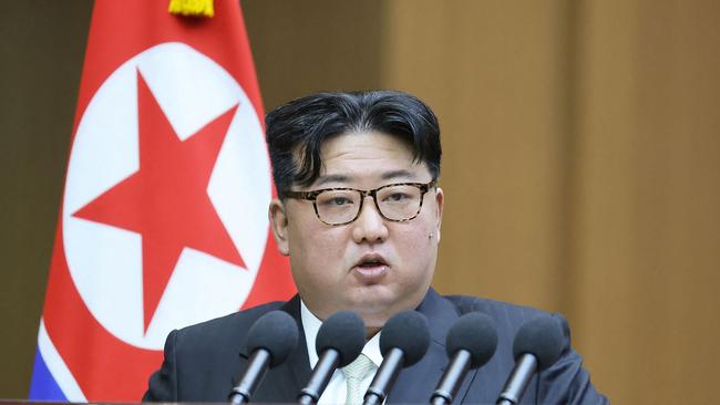 Kim Jong-un told the People’s National Assembly that South Korea would be seen from now on as the ‘No 1 hostile country’. Picture: AFP via KNS