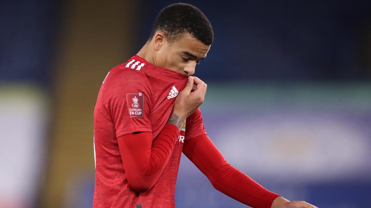 Mason Greenwood looks dejected after the FA Cup defeat. (Photo by Alex Pantling/Getty Images)
