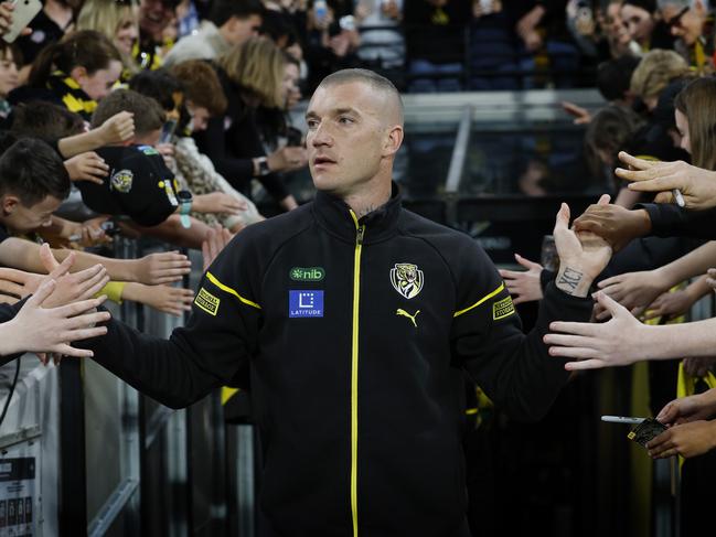 Dustin Martin starts a lap of honour. Picture: Michael Klein