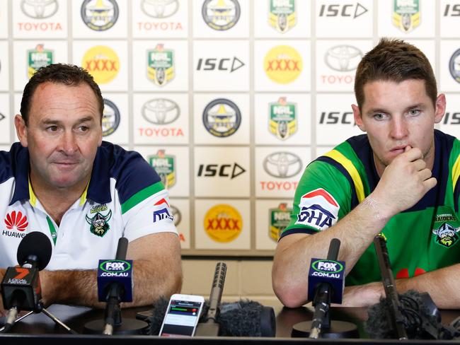 Canberra Raiders coach Ricky Stuart (left) and captain Jarrod Croker. Picture: AAP