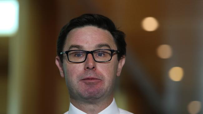 Minister for Water Resources David Littleproud holding a press conference at Parliament House Canberra to discuss compliance and integrity in the Murray-Darling Basin Plan.