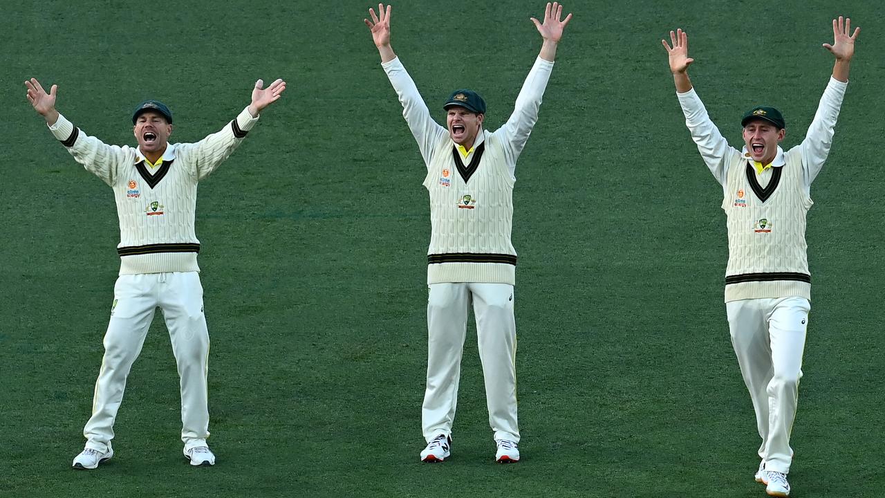 Steve Smith’s return to captaincy was a strong showing. He enjoyed great support from his teammates in the role. Picture: Quinn Rooney/Getty Images