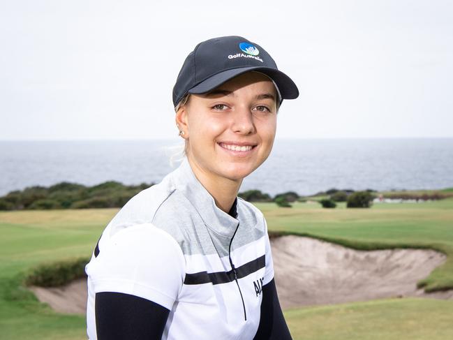 AAP / Southern CourierGolfer Stephanie Kyriacou poses for a photo at  St Michaels Golf Club, Little Bay on Tuesday, 3 March 2020. Stephanie Kyriacou has just turned pro and is heading os for a range of major events.( AAP Image / Monique Harmer)