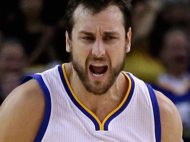 OAKLAND, CA - NOVEMBER 05: Andrew Bogut #12 of the Golden State Warriors reacts after making a basker against the Los Angeles Clippers at ORACLE Arena on November 5, 2014 in Oakland, California. NOTE TO USER: User expressly acknowledges and agrees that, by downloading and or using this photograph, User is consenting to the terms and conditions of the Getty Images License Agreement. Ezra Shaw/Getty Images/AFP == FOR NEWSPAPERS, INTERNET, TELCOS & TELEVISION USE ONLY ==