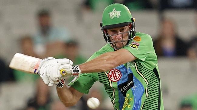 MELBOURNE, AUSTRALIA - JANUARY 10:  Beau Webster of the Stars bats during the Men's Big Bash League match between the Melbourne Stars and the Adelaide Strikers at Melbourne Cricket Ground, on January 10, 2022, in Melbourne, Australia. (Photo by Darrian Traynor/Getty Images)