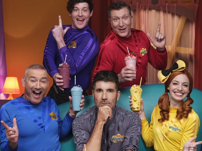 Simon Cowell and the Wiggles in an Uber Eats campaign. Pic; Supplied