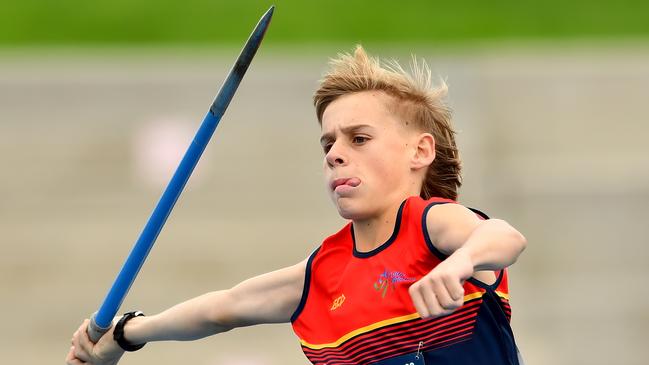 Cooper Raftery (SA) competes in the Boys Under 15 Heptathlon.