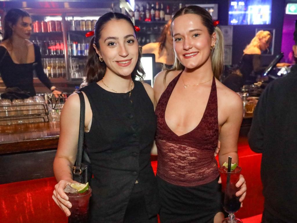 Ali Strickland and Abbey Fields at Cocktails Nightclub. Picture: Kitt O'Halloran.