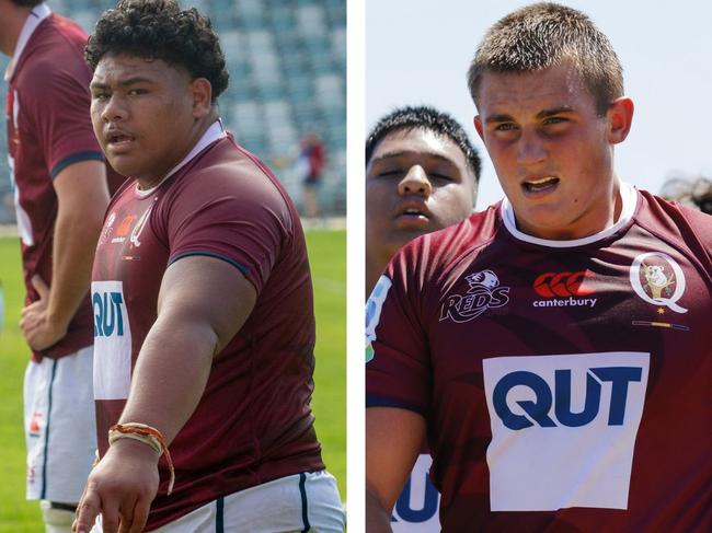 Lehopa Leota (left) and Kingsley Uys (right) are two players to watch in the Queensland Reds under-18s clash against New South Wales on Saturday afternoon at Ballymore.