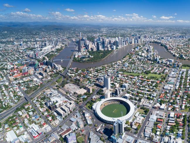 Developing Queensland - Huge Aerial Panorama of the Brisbane Skyline, Queensland, Australia. Converted from RAW.