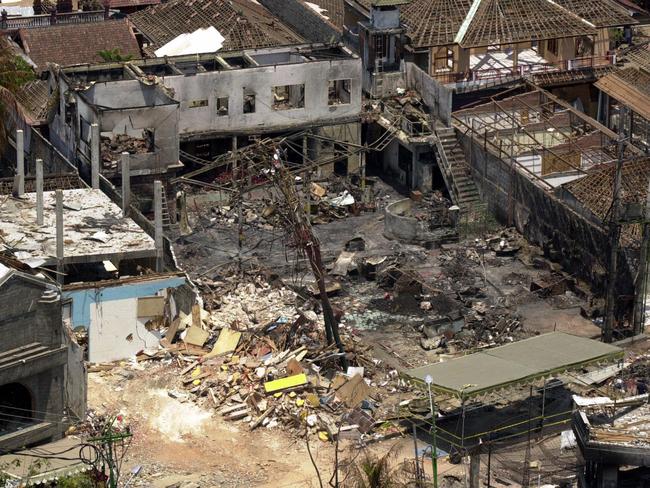  The ruins of the  Sari nightclub after the 2002 Bali bombing.