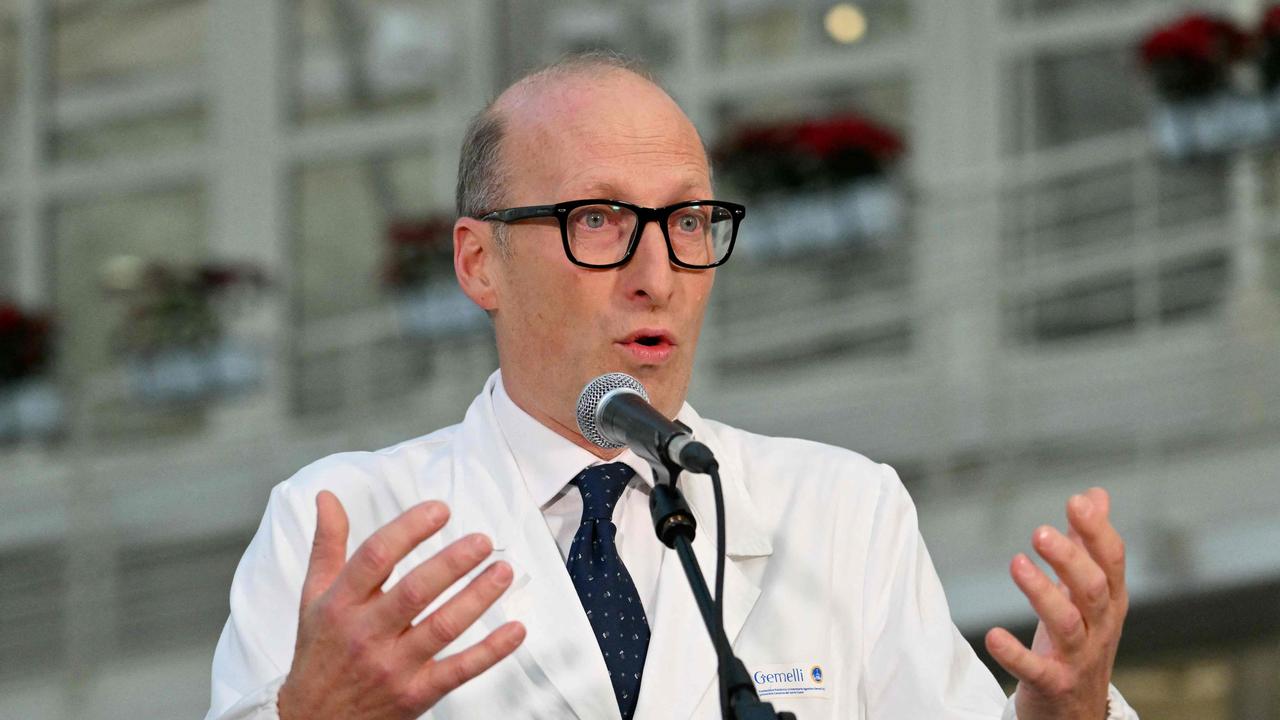 Professor Sergio Alfieri gives a press conference at the Gemelli hospital where Pope Francis is hospitalised for tests and treatment in Rome.