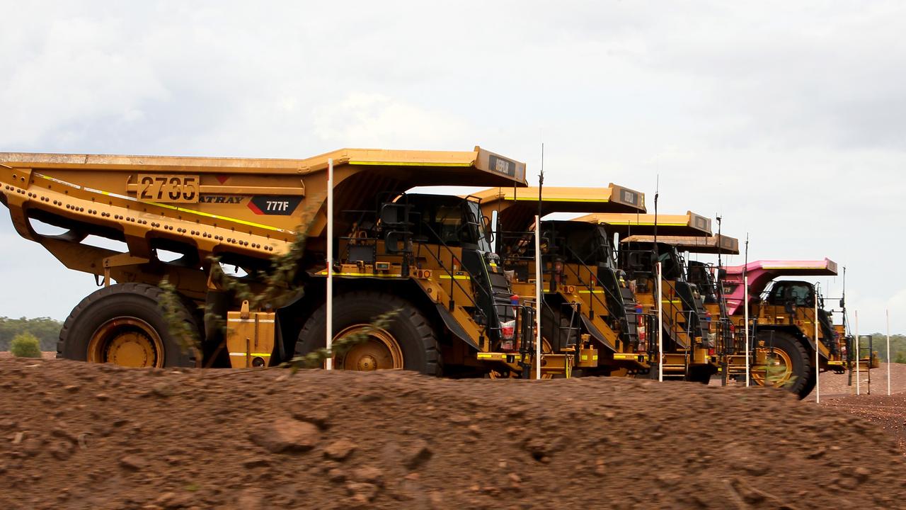 Giant trucks at GEMCO’s Groote Eylandt manganese mine.